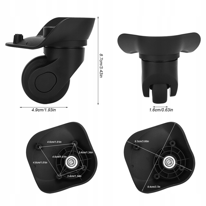 2 SZT. OBROTOWE KÓŁKA DO WYMIANY BAGAŻU DO WALIZKI PODRÓŻNEJ