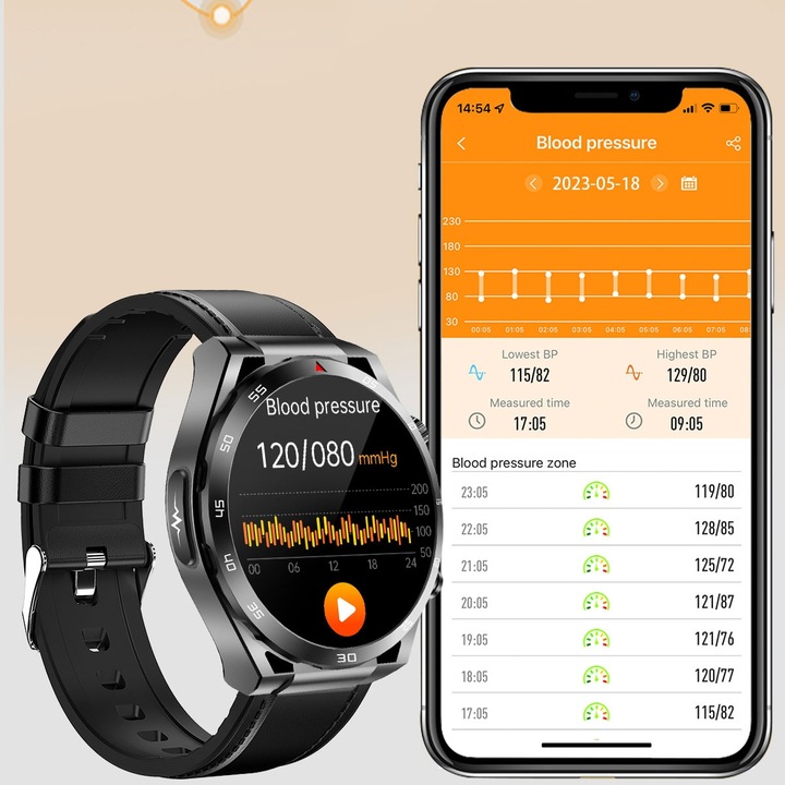 SMARTWATCH ZEGAREK MĘSKI GLUKOZA POMIAR CUKRU EKG CIŚNIENIE MENU POLSKIE