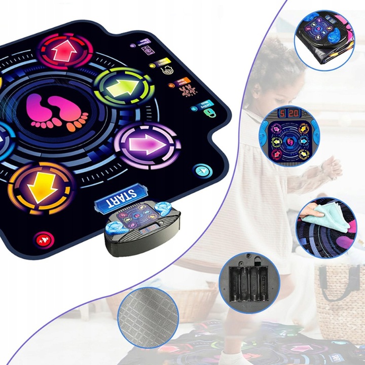 MUZYCZNA MATA DO TAŃCA DLA DZIECI MUZYKA GRA BLUETOOTH 5 TRYBA 9 POZIOM