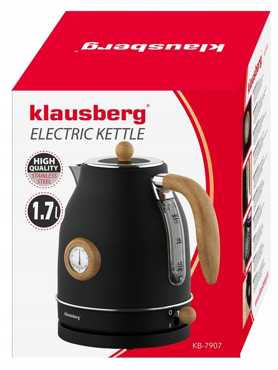 Czajnik elektryczny Klausberg KB-7907 1.7L z termometrem Czarny Retro 2200W
