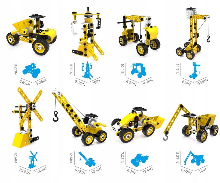 KLOCKI 10w1 KONSTRUKCYJNE EDUKACYJNE POJAZDY BUDOWLANE ZESTAW 112 elementów