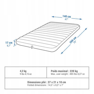 Materac kempingowy Quechua Air Comfort 140 cm 2-osobowy