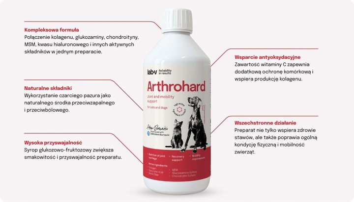 Lab-v Arthrohard Kompleksowe wsparcie stawów dla psów i kotów 500 ml