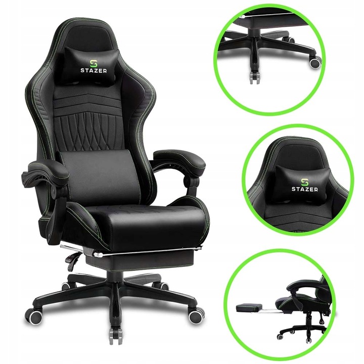 FOTEL KUBEŁKOWY OBROTOWY GAMINGOWY KRZESŁO GRACZA ERGONOMICZNY Z PODNÓŻKIEM