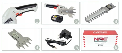 NOŻYCE AKUMULATOROWE DO TRAWY I KRZEWÓW NAC TA72-JN 7,2 V 2 OSTRZA