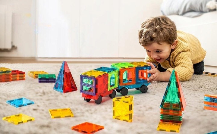 100 X KLOCKI MAGNETYCZNE DUŻE 3D MAGNETIC TILES KONSTRUKCYJNE ZESTAW DZIECI
