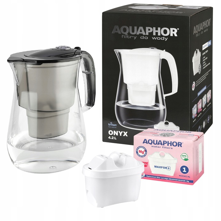 Dzbanek filtrujący Aquaphor Onyx 4,2 czarny z filtrem B25 Mg+