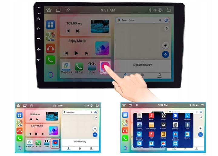 RADIO SAMOCHODOWE 2 DIN ANDROID AUTO CARPLAY 6GB RAM WIFI GPS RDS DSP FM 9"