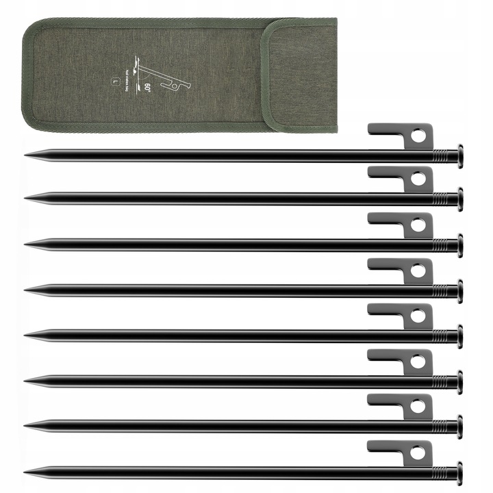 kotwy do trampoliny Solidne kotwa do ziemi 9mm 30cm 8szt z workiem czarny