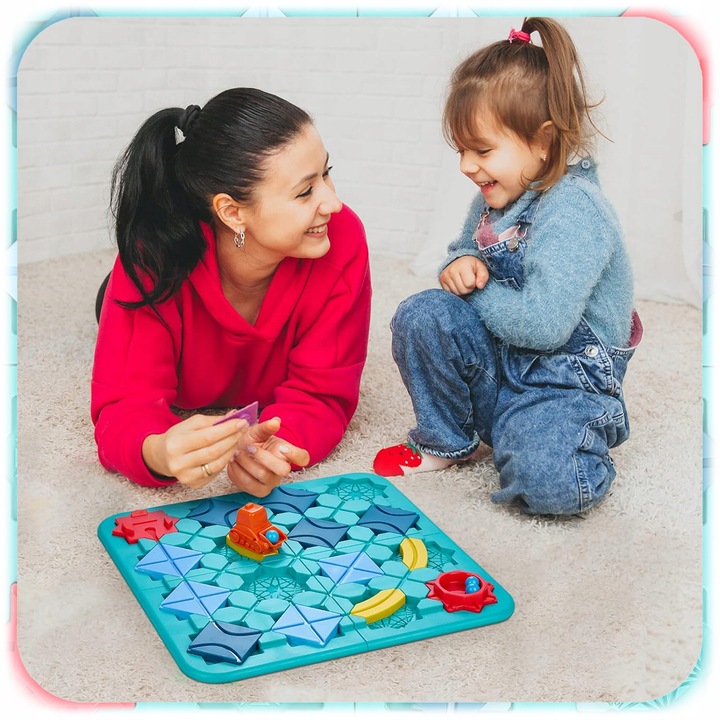 GRA LOGICZNA DLA DZIECI Układanka Labirynt Budowanie Drogi Klocki PREZENT