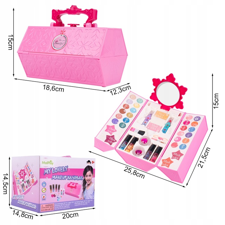ZESTAW DO MALOWANIA MAKIJAŻU KUFEREK MAKE UP KOSMETYKI DLA DZIECI