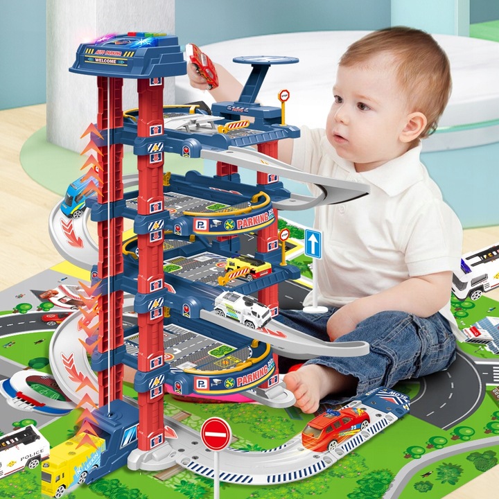 PARKING GARAŻ TOR SAMOCHODOWY Z WINDĄ DUŻY ZESTAW DLA DZIECI + AUTA
