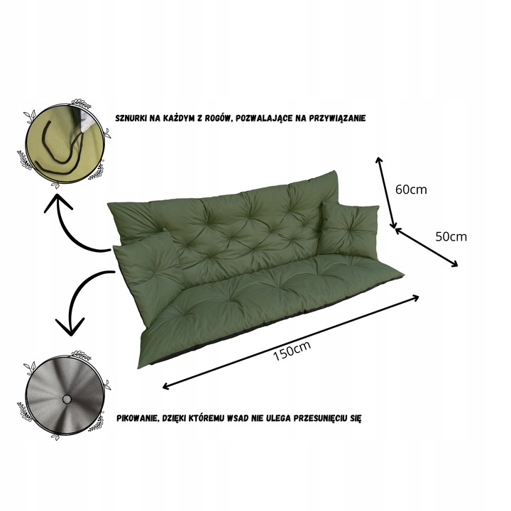 PODUSZKI OGRODOWE NA MEBLE OGRODOWE 150x60x50 PODUSZKA NA LAWKE HUSTAWKE