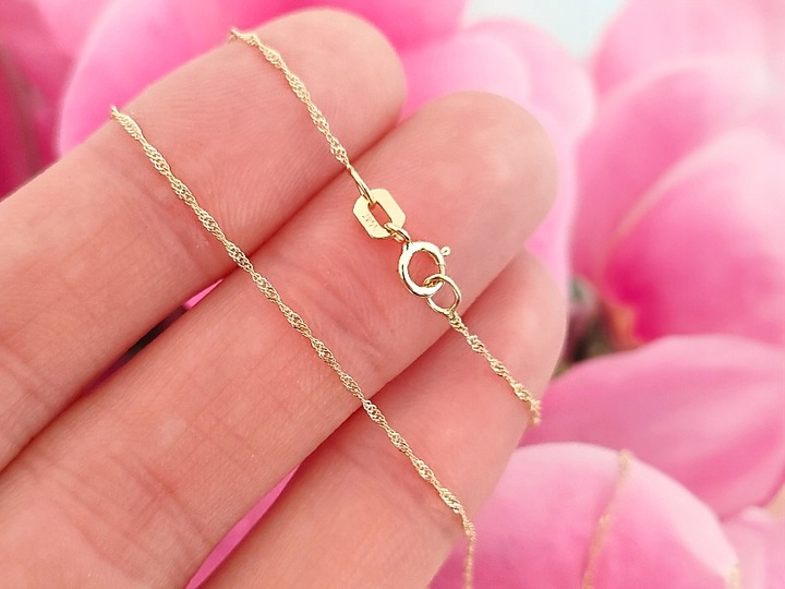 Złoty łańcuszek 585 singapur klasyczny błyszczący wzór na prezent 50cm 14kt