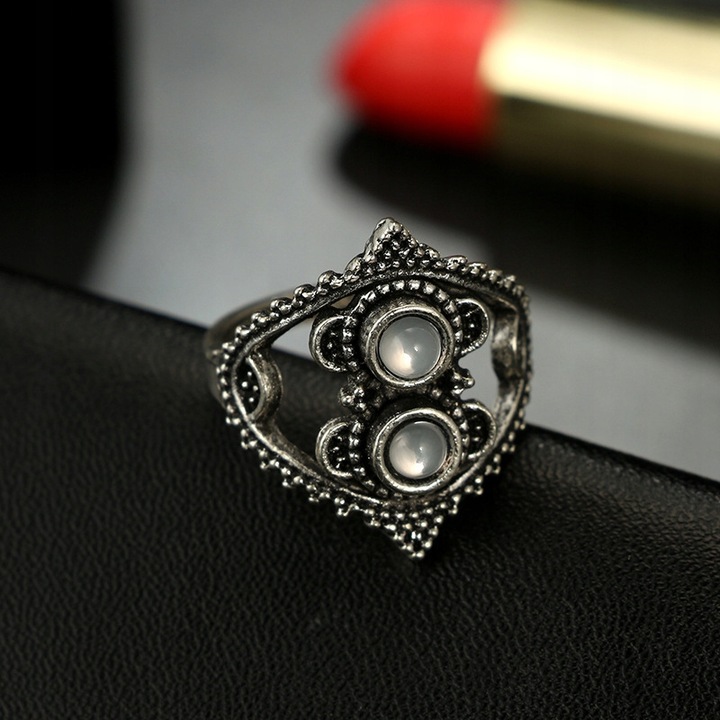 Srebrny ZESTAW PIERŚCIONKÓW RETRO PUNK BOHO 75