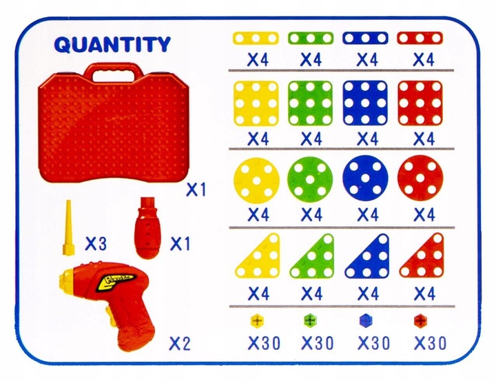 Zestaw klocki konstrukcyjne walizka z narzędziami 190 elementów