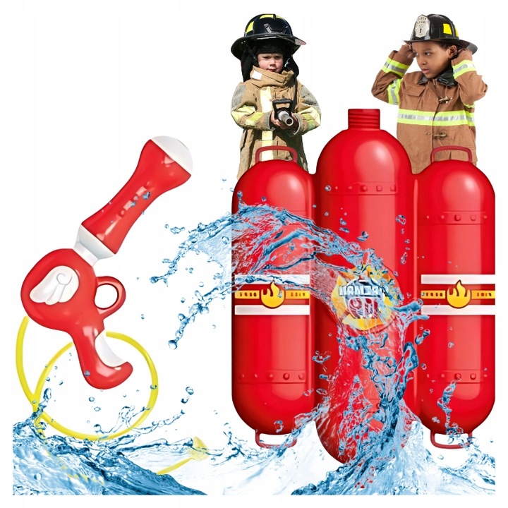 KASK STRAŻACKI Interaktywny + PISTOLET na WODĘ ze zbiornikiem MAŁY STRAŻAK