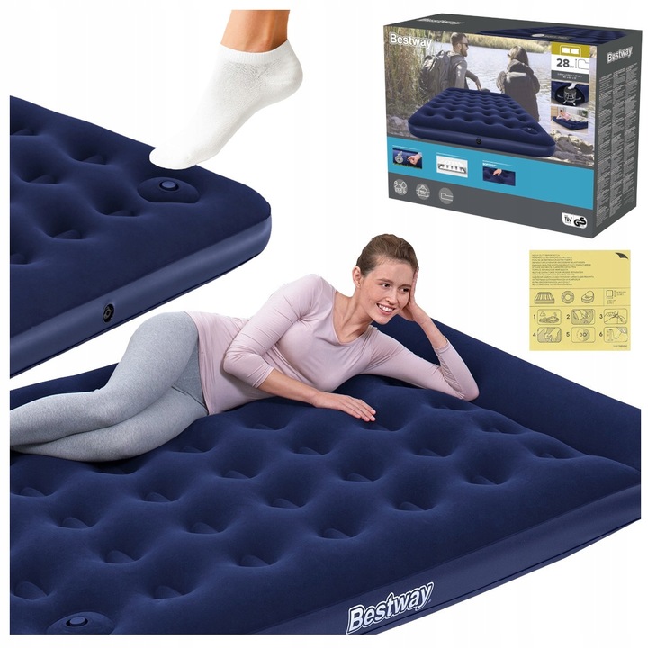 MATERAC DMUCHANY DWUOSOBOWY BESTWAY z pompką ŁÓŻKO TURYSTYCZNE 203 x 152CM