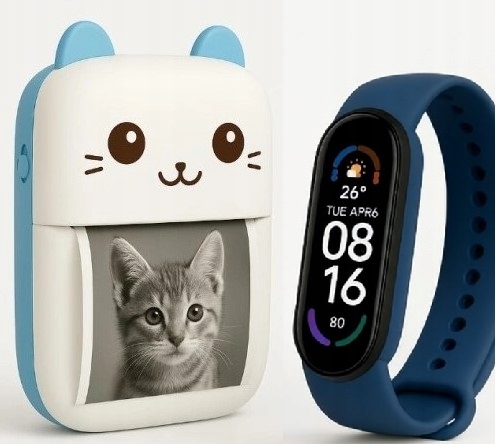 Smart band 6 Smartwatch Niebieski + Drukarka Termiczna Drukuś