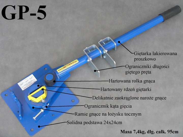 Giętarka HARTOWANA z ŁOŻYSKIEM do prętów 6-16 drutu zbrojenia strzemion GP5