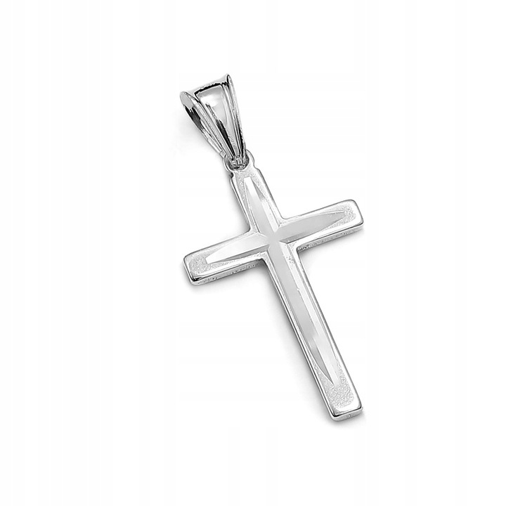 ŁAŃCUSZEK SREBRNY 925 KRZYŻYK D580 KOMUNIA 45CM