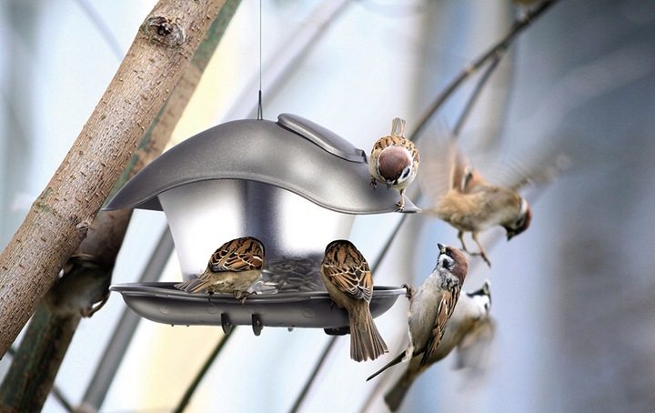 KARMNIK dla PTAKÓW zimujących Domek z Daszkiem Birdyfeed Square ANTRACYT
