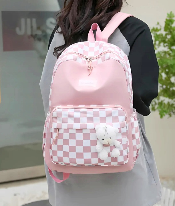 PLECAK SZKOLNY TORNISTER MŁODZIEŻOWY POJEMNY DUŻY RÓŻ DO SZKOŁY KL. 1-3