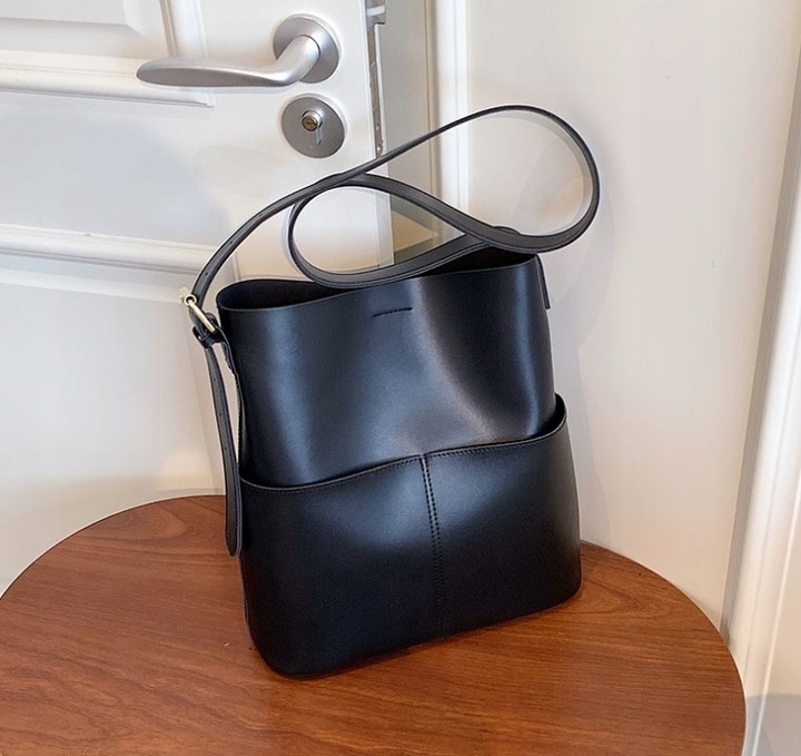 Torebka Damska Szoperka CZARNA Torba na Ramię Pojemna Shopper A4 Eko Skóra