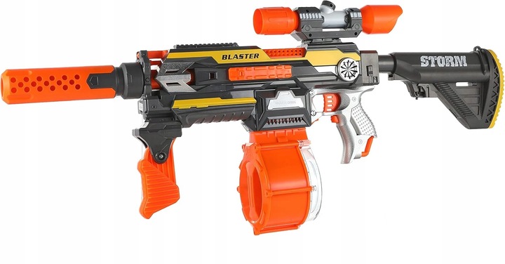 BLASTER SQUAD PISTOLET AUTOMAT MODUŁOWY MAGAZYNEK NA 25 STRZAŁEK +DODATKI