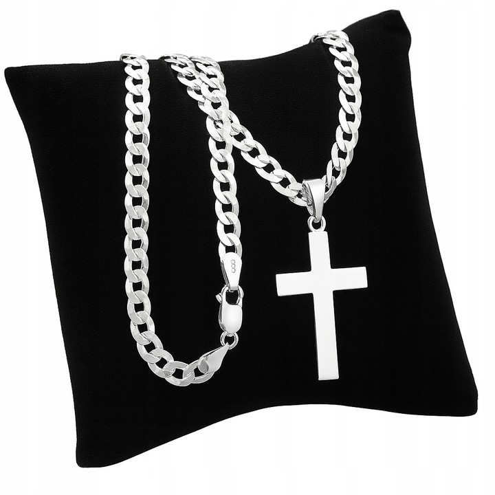 Łańcuszek Srebrny Męski Pancerka z Krzyżykiem 5,00 mm pr 925 Grawer Gratis