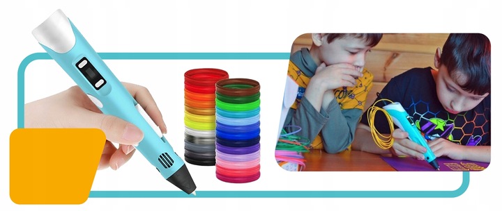 DŁUGOPIS 3D DRUKARKA 3D PEN dla dzieci + 310m WKŁADY MATA SZABLONY ZESTAW