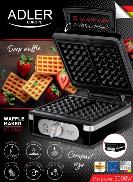 GOFROWNICA 2000W XXL 2 GOFRY XXL DUŻA MOC ADLER