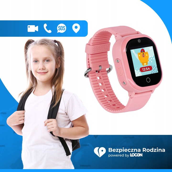 SMARTWATCH ZEGAREK DLA DZIECI GPS APP WIFI RÓŻOWY