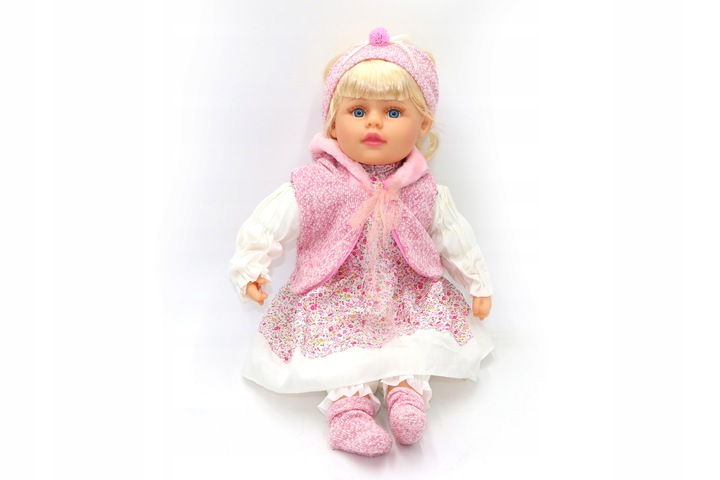 DUŻA LALKA Z DŁUGIMI WŁOSAMI MAŁA ELEGANTKA ŚPIEWA MÓWI 55 CM