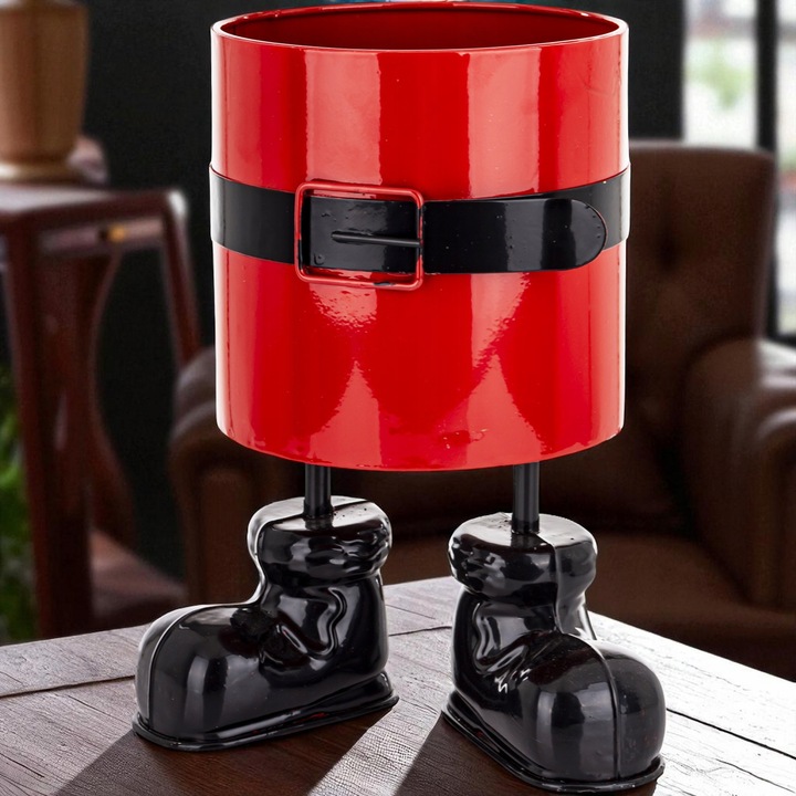 Osłonka Doniczka Świąteczna figurka Mikołaj stojak na choinkę 26 cm