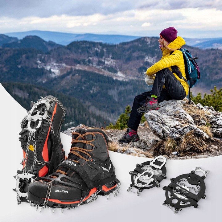 RACZKI NA BUTY TURYSTYCZNE TREKKINGOWE GÓRSKIE Z KOLCAMI ŁAŃCUCHY PREMIUM L