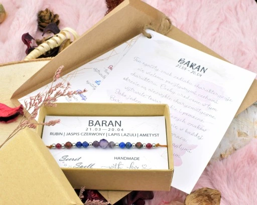 Bransoletka Znak Zodiaku BARAN Naturalne Kamienie Zodiak