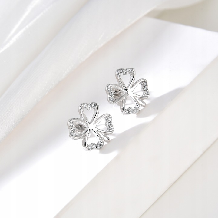 Kolczyki srebrne koniczynki wkrętki sztyfty kolczyki srebro próba 925