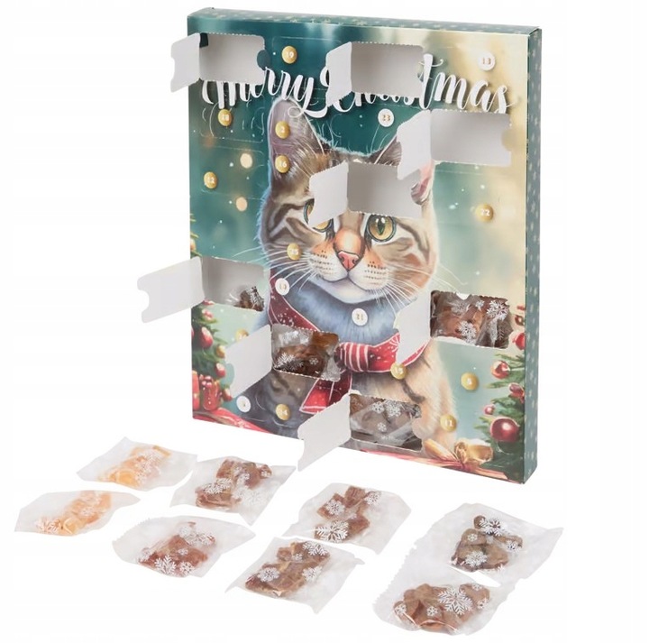 KALENDARZ ADWENTOWY 2024 DLA KOTA ZESTAW NA PREZENT PRZYSMAKI 24 DNI ŚWIĘTA