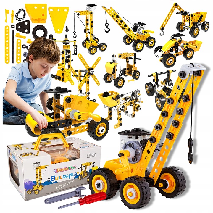 Klocki Konstrukcyjne Zestaw kreatywny XXL POJAZDY DO SKRĘCANIA 112 el 10w1