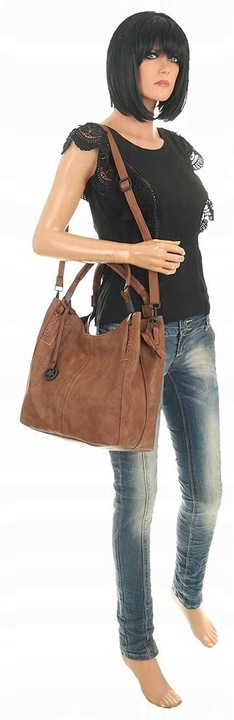 Tommasini Torebka Damska Listonoszka Duża Torba Shopper Worek 2692 Brązowa