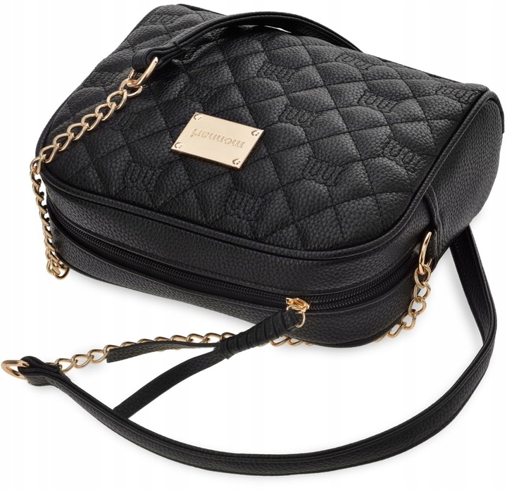 Pikowana Torebka Na Ramię Listonoszka Monnari Z Łańcuszkiem Logo Czarna