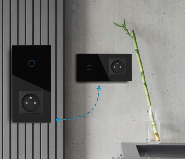 GNIAZDO GNIAZDKO SZKLANE Z BOLCEM Z WŁĄCZNIKIEM POJEDYNCZYM CZARNE PANEL