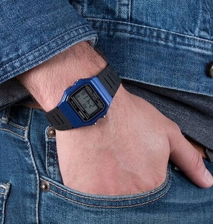 CYFROWY KLASYK ZEGAREK CASIO F-91WM-2A W RETRO STYLU LED ALARM DATA +BOX