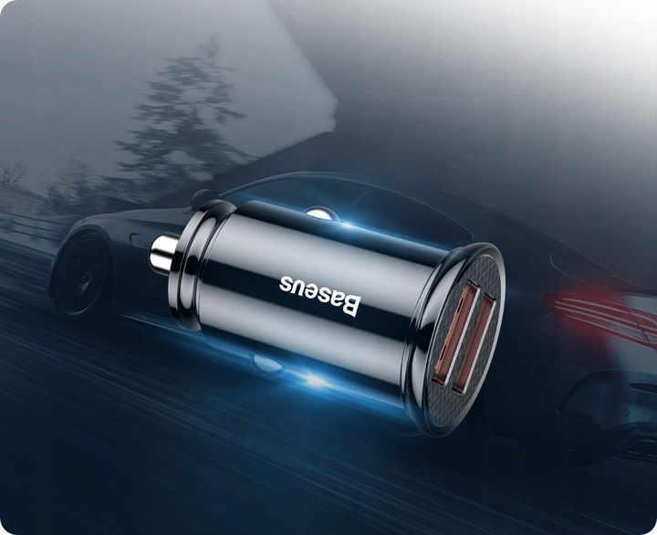 BASEUS SZYBKA ŁADOWARKA SAMOCHODOWA DO TELEFONU 30W 2x USB 5A QC 3.0 AFC