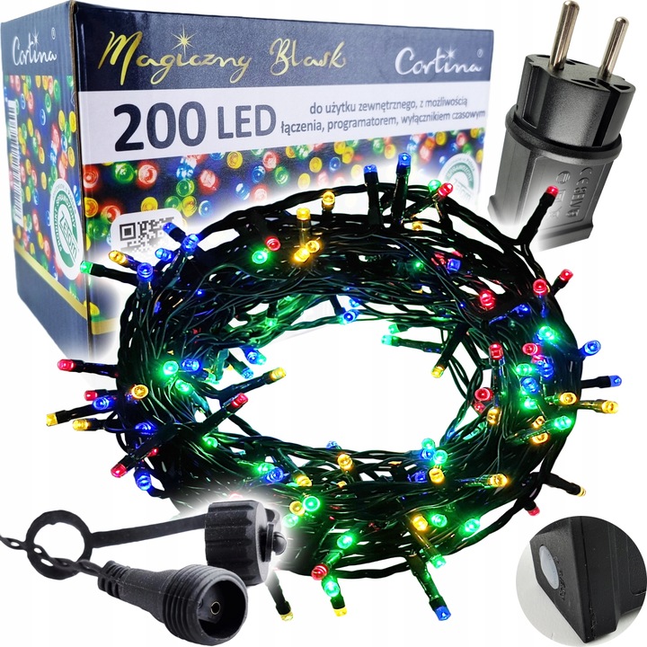 LAMPKI CHOINKOWE 200LED TIMER lampek Zewnętrzne CHOINKĘ CHOINKA KOLOROWE