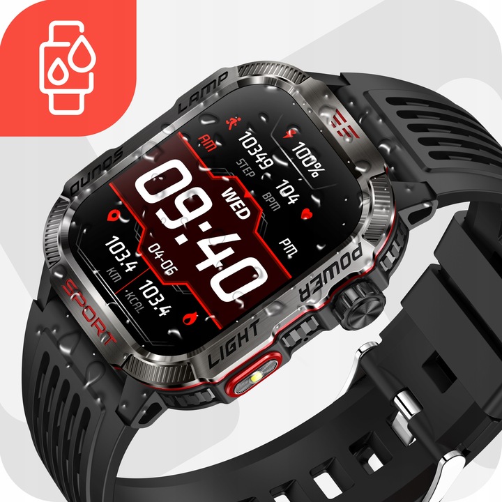 SMARTWATCH MĘSKI MILITARNY ZEGAREK POLSKIE MENU ROZMOWY 600 MAH SMART WATCH