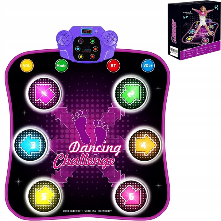 MATA DO TAŃCA DLA DZIECI MUZYKA BLUETOOTH 6 STRZAŁEK ŚWIETLNYCH LED