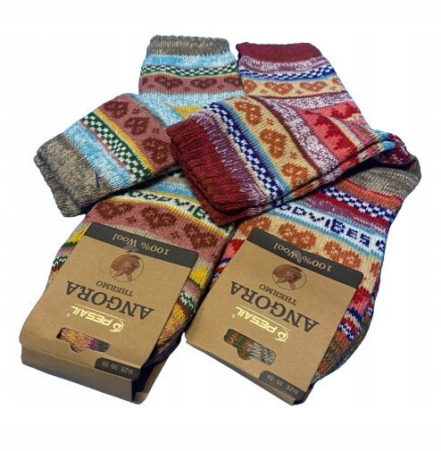 4x ZIMOWE CIEPŁE SKARPETY WEŁNIANE ANGORA PREZENT świąteczne POD CHOINKE