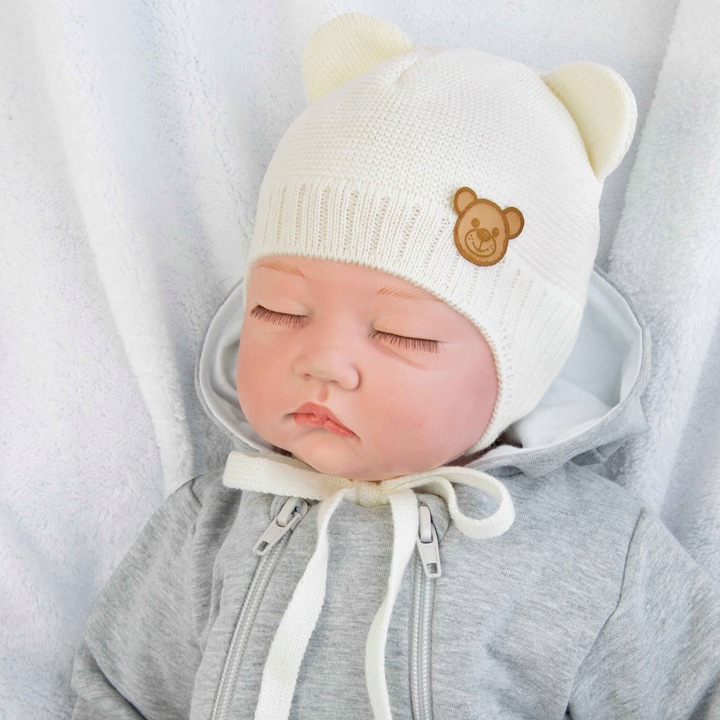 Czapka CZAPECZKA NIEMOWLĘCA dla niemowlaka Z USZAMI wiosna jesień 38-40